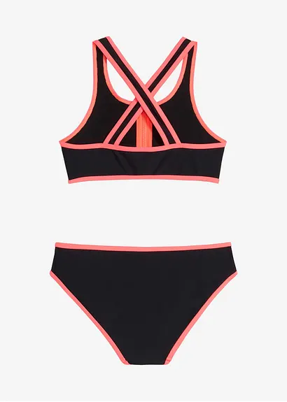 bonprix Sportlicher Bikini mit Reißverschluss Detail und Säumen in Kontrastfarbe Begrenzt auf 3 Tage