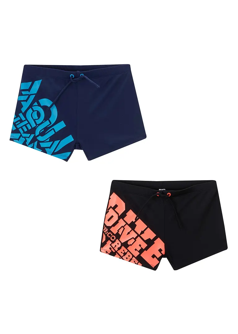 bonprix Tolle Badehose mit Print im 2er Pack - dunkelblau/schwarz Outlet