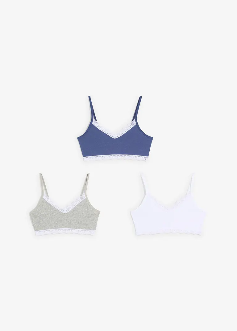 bonprix Schönes Mädchen Bustier mit Spitze in verschiedenen Farben im 3er Pack Osterangebot
