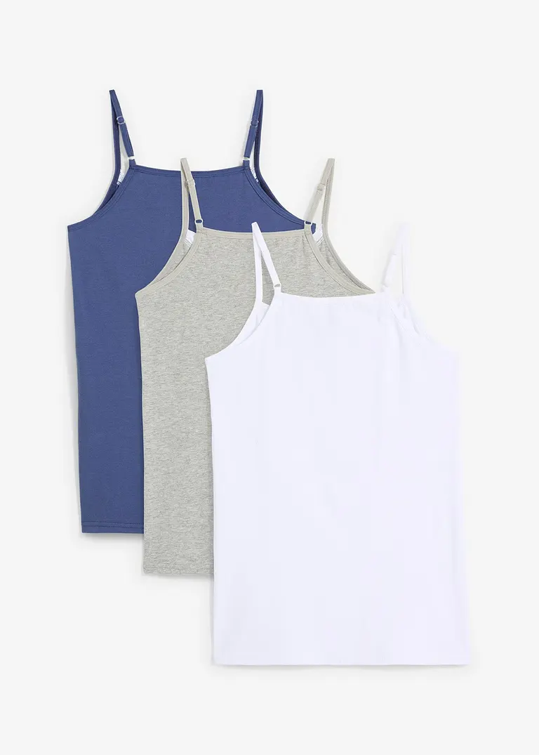 bonprix Schönes Top (3er Pack) mit verstellbaren Trägern und schöner Spitze am Ausschnitt Muttertagsangebot