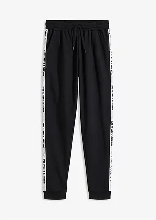 bonprix Jogginghose mit seitlichem Tape - schwarz - Kinder Valentinstagsangebot