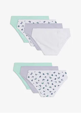 bonprix Schöner Mädchen Slip im 7er Pack. - weiß bedruckt+puderlila+mint Blitzangebot