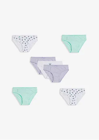 bonprix Schöner Mädchen Slip im 7er Pack. - weiß bedruckt+puderlila+mint Blitzangebot