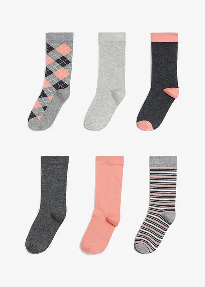 bonprix Hübsche Socken im Multipack - lachs/grau gemustert