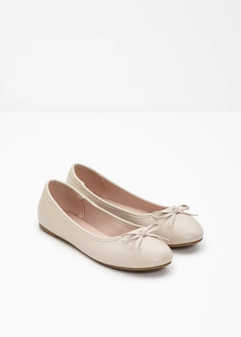 bonprix Zeitlose Ballerina mit Schleife - beige - Damen Sonderangebote