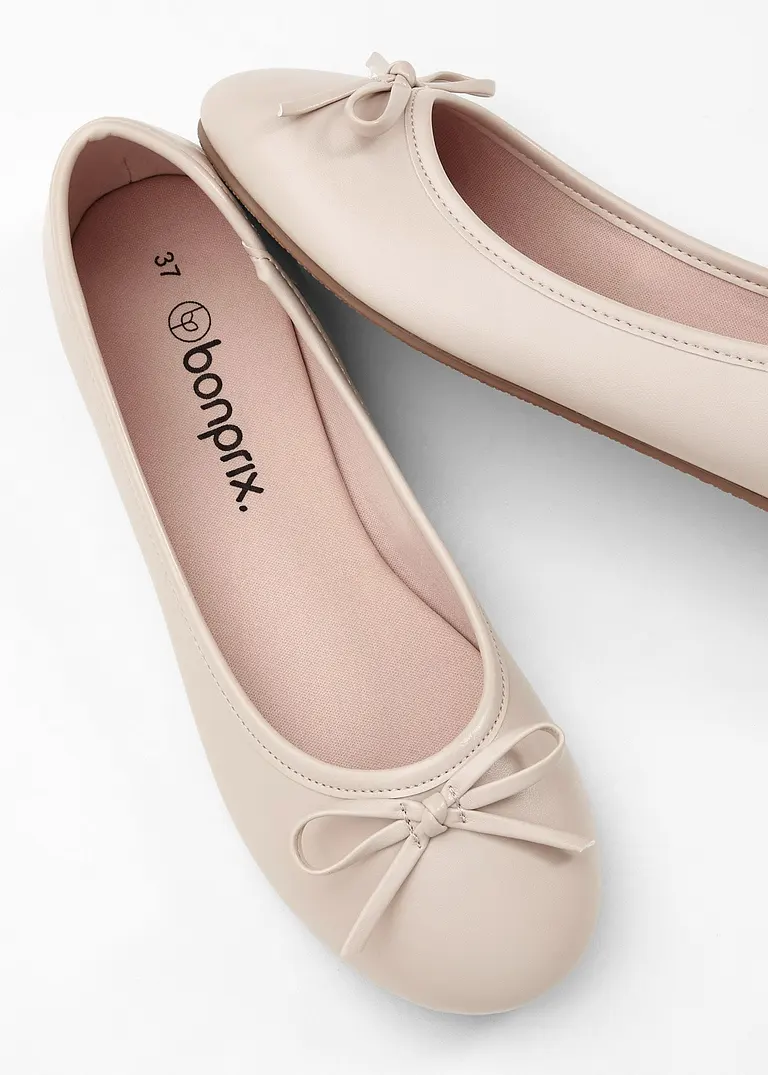 bonprix Zeitlose Ballerina mit Schleife - beige - Damen Sonderangebote