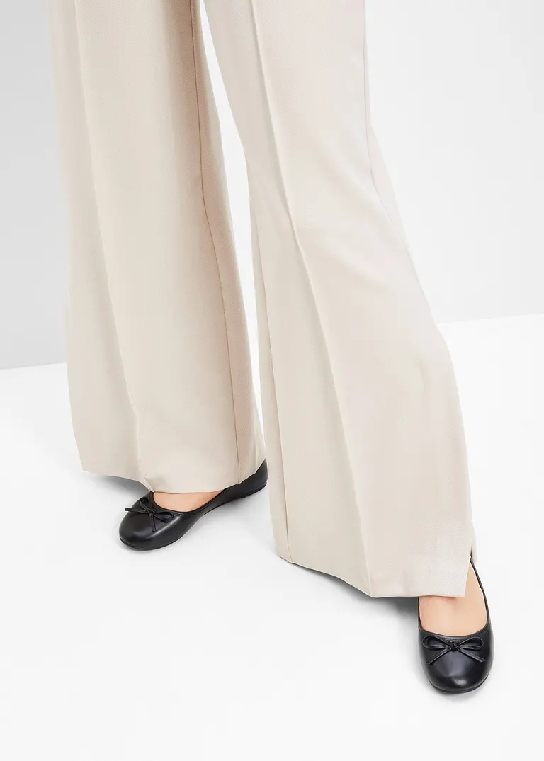 bonprix Zeitlose Ballerina mit Schleife - schwarz - Damen VIP-Rabatte