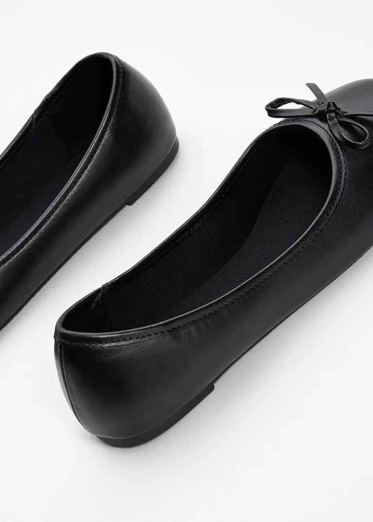 bonprix Zeitlose Ballerina mit Schleife - schwarz - Damen VIP-Rabatte