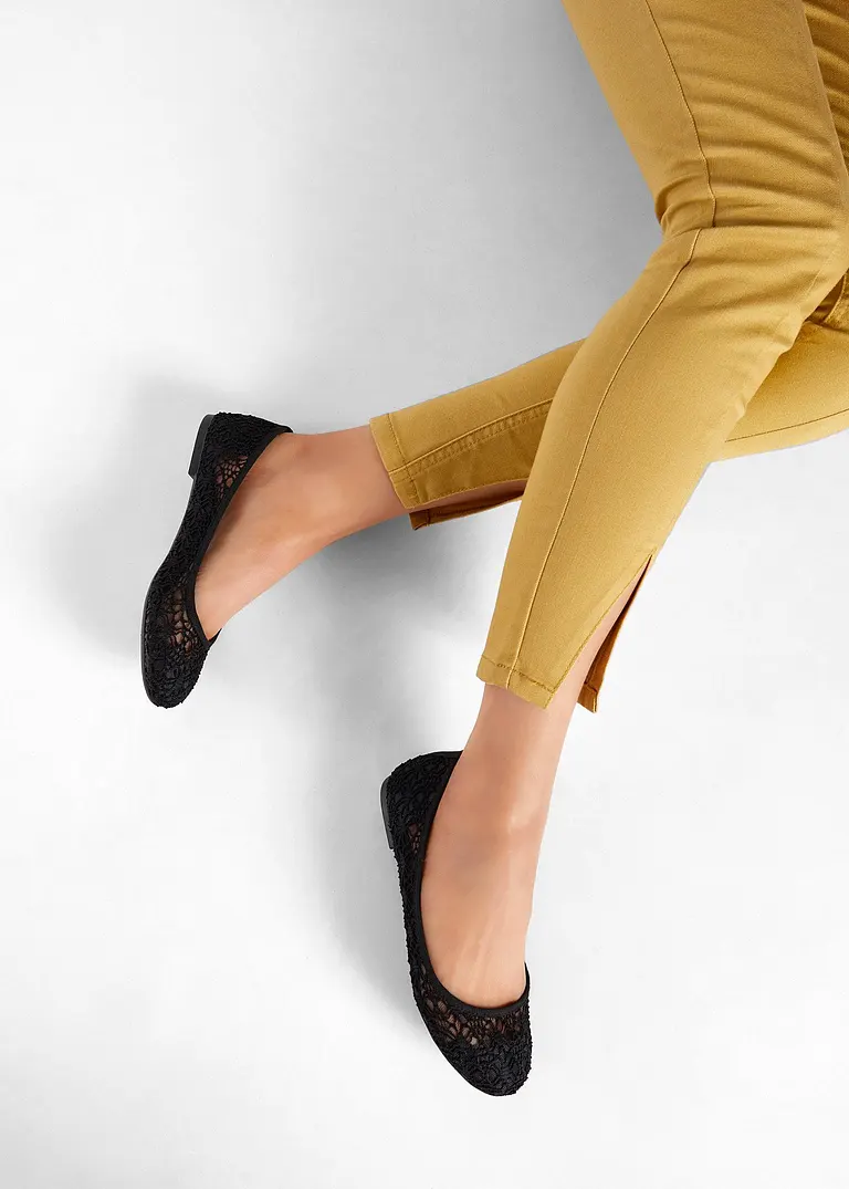 bonprix Verspielte Ballerina mit Spitze - schwarz - Damen Begrenzte Freigabe