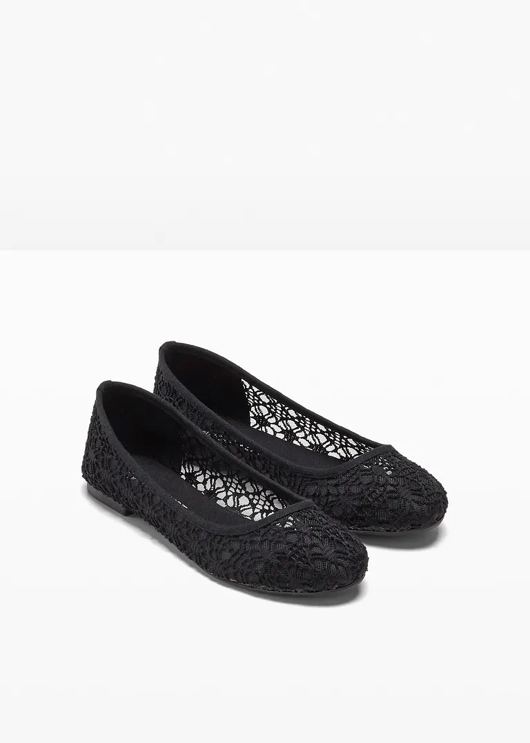 bonprix Verspielte Ballerina mit Spitze - schwarz - Damen Begrenzte Freigabe