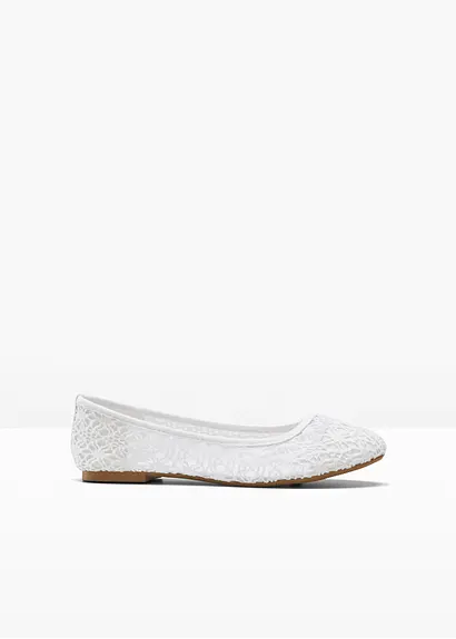 bonprix Verspielte Ballerina mit Spitze - weiß - Damen