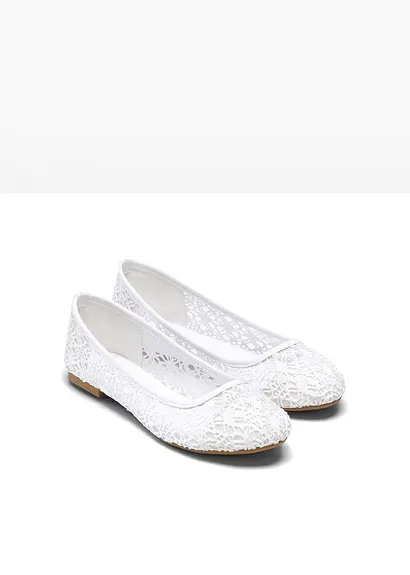 bonprix Verspielte Ballerina mit Spitze - weiß - Damen Letzte 3 Tage
