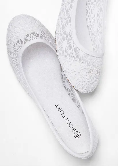 bonprix Verspielte Ballerina mit Spitze - weiß - Damen Letzte 3 Tage