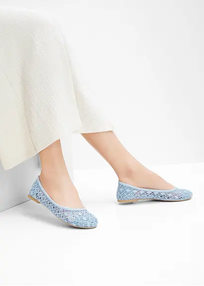 bonprix Verspielte Ballerina mit Spitze - blau - Damen JETZT KAUFEN