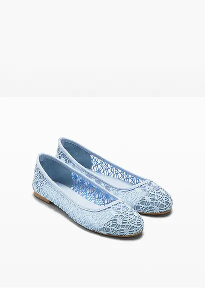 bonprix Verspielte Ballerina mit Spitze - blau - Damen JETZT KAUFEN