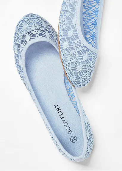 bonprix Verspielte Ballerina mit Spitze - blau - Damen JETZT KAUFEN