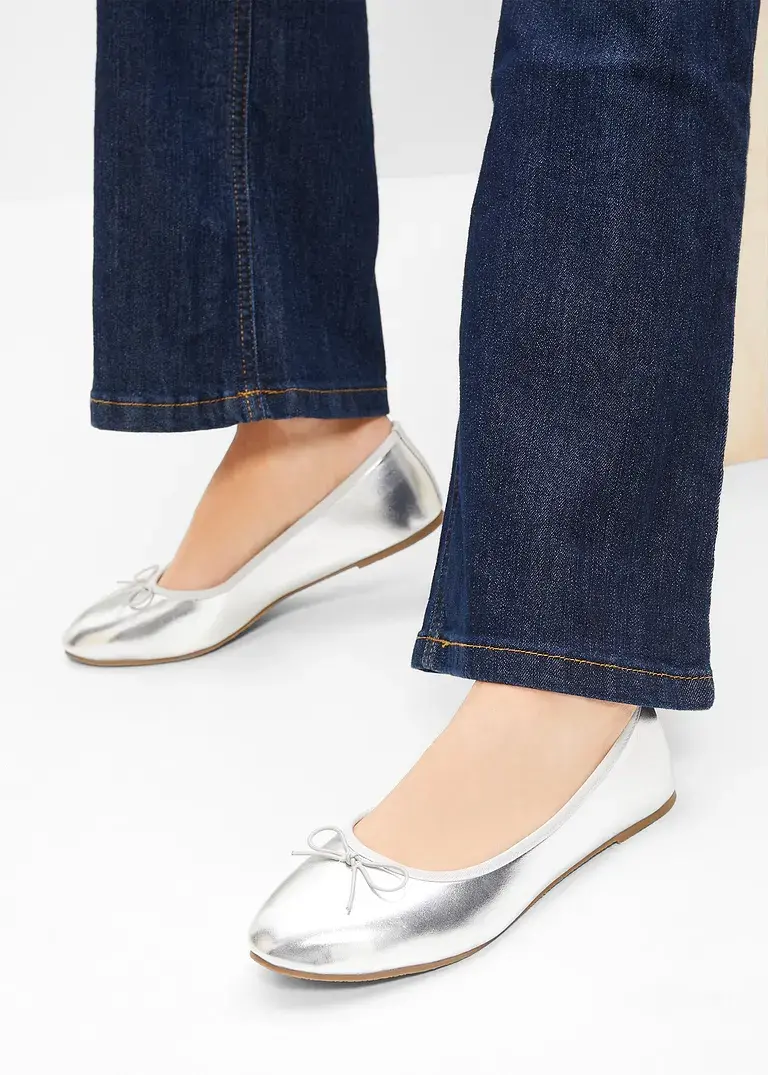 bonprix Niedliche Ballerina mit Schleife - silber - Damen Letzter Tag