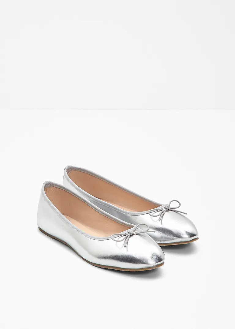 bonprix Niedliche Ballerina mit Schleife - silber - Damen Letzter Tag