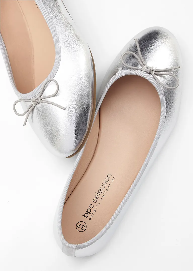 bonprix Niedliche Ballerina mit Schleife - silber - Damen Letzter Tag