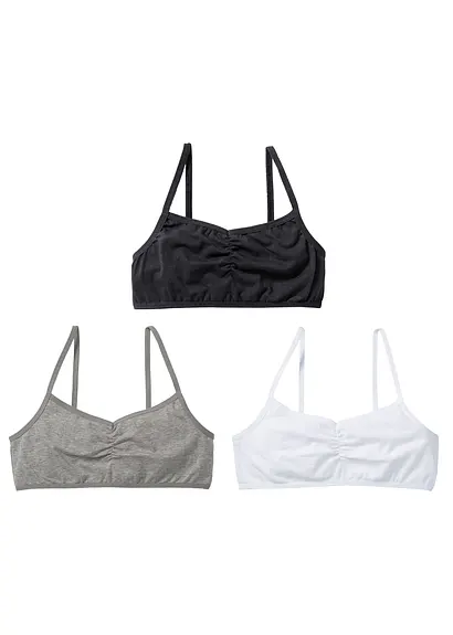 bonprix Komfortables Bustier im 3er Pack - weiß/schwarz/hellgrau meliert 50% Rabatt für begrenzte Zeit