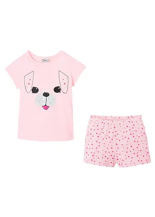 bonprix Süßer Schlafanzug mit Hunde-Print - hellrosa/fuchsia Schlussverkauf