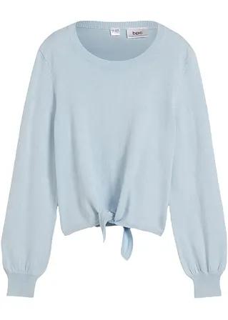 bonprix Weicher Mädchen Feinstrickpullover mit Knotendetail - blau Blitzverkäufe