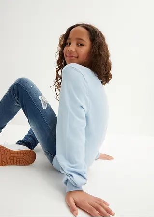 bonprix Weicher Mädchen Feinstrickpullover mit Knotendetail - blau Blitzverkäufe
