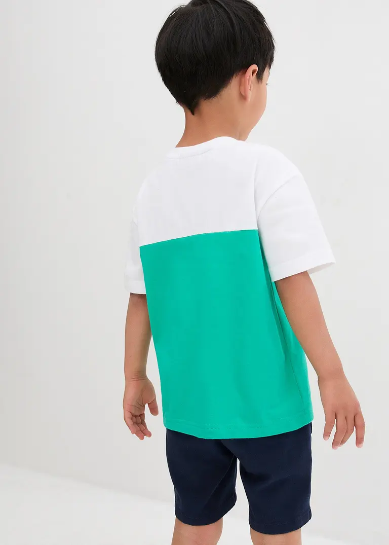 bonprix Cooles zweifarbiges T-Shirt mit Druck auf der Brust - weiß Fabrik Onlineshop