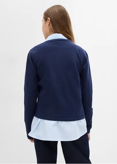 bonprix Mädchen Feinstrickjacke vielseitig kombinierbar - blau Fabrikpreis