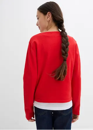 bonprix Mädchen Feinstrickjacke vielseitig kombinierbar - rot Sonderangebot