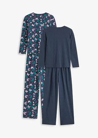 bonprix Zauberhafter Mädchen Pyjama im Doppelpack mit 2 Langarmshirt und 2 Pyjamahosen Rabatt