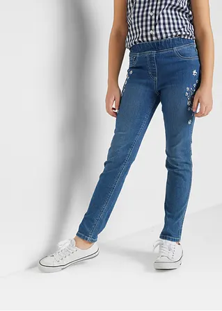 bonprix Hübsche Mädchen Jeggings mit Blumenstickerei - blau Versandkostenfrei