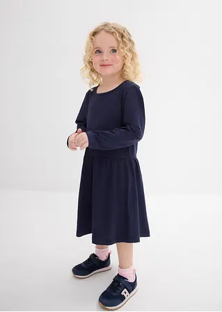 bonprix Langarm Mädchen Jerseykleid aus reiner Bio-Baumwolle - blau Online Shopping