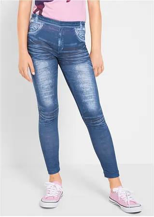 bonprix Tolle Mädchen Leggings mit angesagtem Denimdruck - blau Exklusivangebot