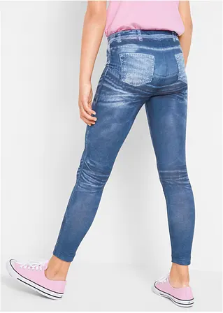bonprix Tolle Mädchen Leggings mit angesagtem Denimdruck - blau Exklusivangebot