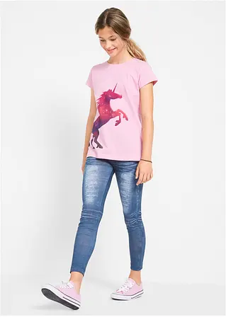 bonprix Tolle Mädchen Leggings mit angesagtem Denimdruck - blau Exklusivangebot