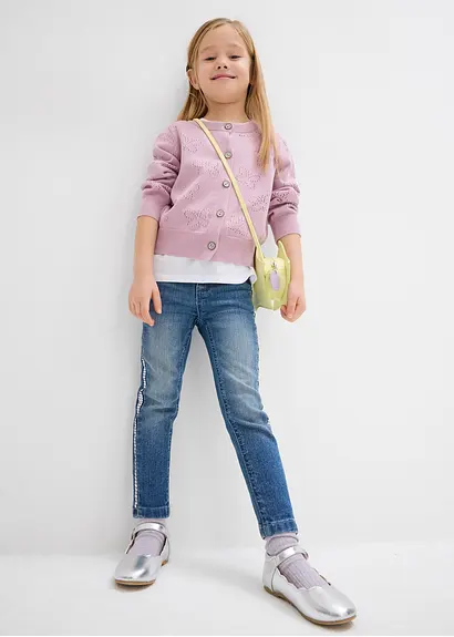 bonprix Moderne Mädchen Skinny-Jeans mit dekorativen Pailletten - blau Preisnachlass