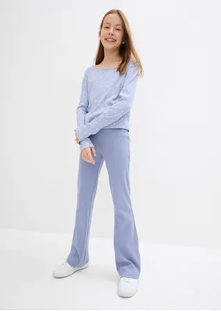 bonprix Bedrucktes Mädchen Langarmshirt aus Rippe - blau Saisonschlussverkauf