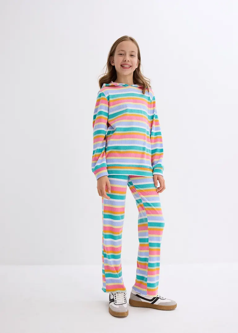 bonprix Farbenfroher 2-tgl Kinderanzug mit Kaputze aus flauschiger Rippware Cyber Monday