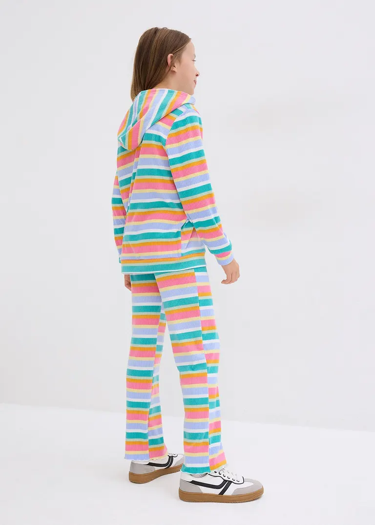 bonprix Farbenfroher 2-tgl Kinderanzug mit Kaputze aus flauschiger Rippware Cyber Monday