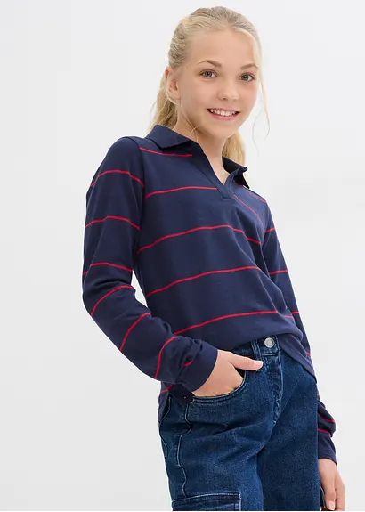 bonprix Mädchen Langarmshort aus Bio-Baumwolle - blau - Kinder Weihnachtsangebot