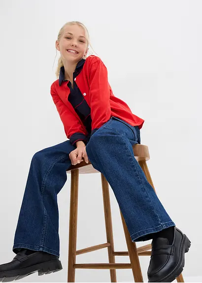 bonprix Mädchen Langarmshort aus Bio-Baumwolle - blau - Kinder Weihnachtsangebot