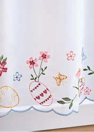 bonprix Küchengardine mit bestickten Oster Motiven - weiß Lochleiste Nur für heute