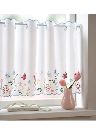 bonprix Küchengardine mit bestickten Oster Motiven - weiß Lochleiste Nur für heute
