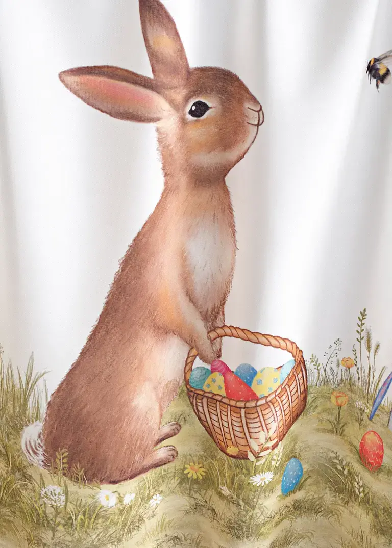bonprix Farbenfrohe Küchengardine mit Osterhase und bunter Blumenwiese Verkauf