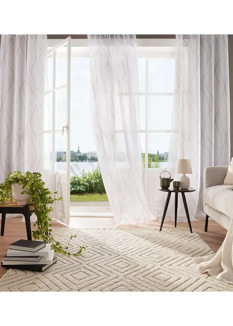 bonprix Transparenter Gardinenschal mit modernem Druck Hotsell