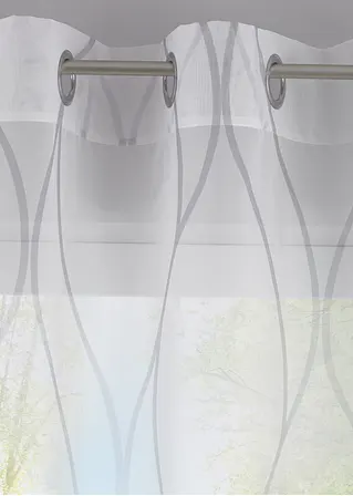 bonprix Transparenter Gardinenschal mit modernem Druck - weiß Ösen im Angebot