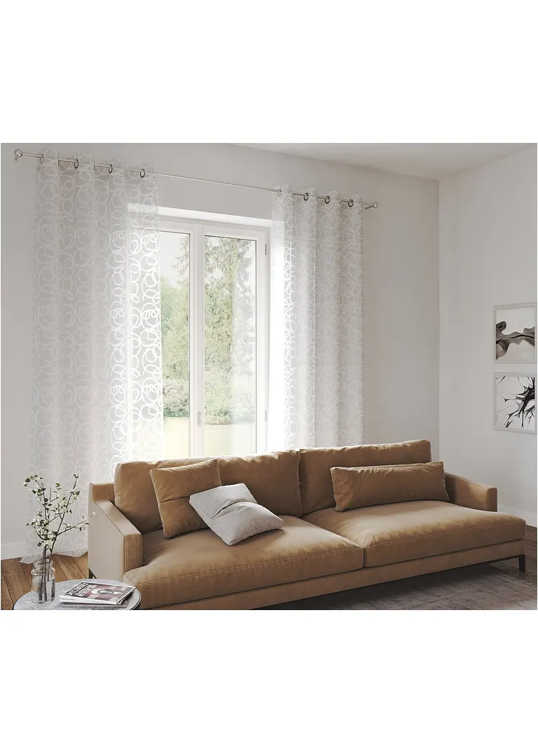 bonprix Gardinenschal im topmodernen Ton-in-Ton-Design - weiß Ösen Versandkostenfrei