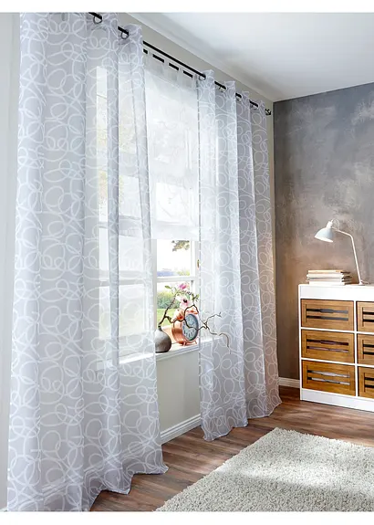 bonprix Dekroartiver Sichtschutz in zeitlosem Design - weiß Schlaufen Flash Sale