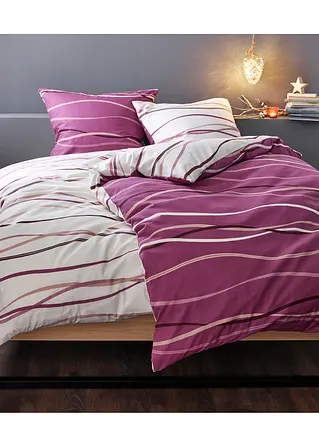 bonprix Bettwäsche mit ansprechendem Wellen-Motiv - beere Linon Top Angebot